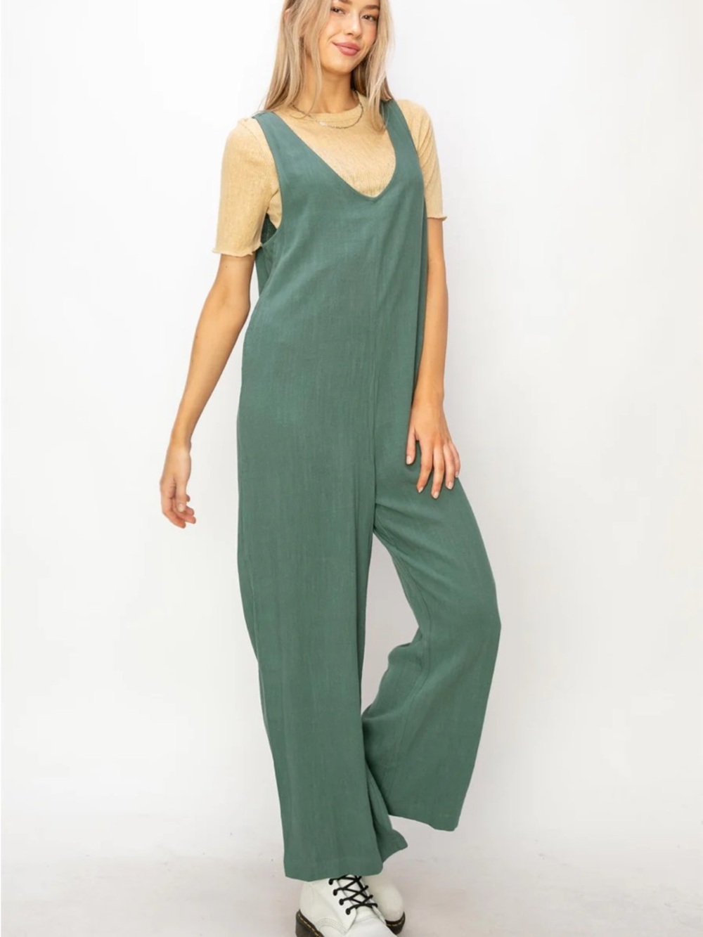 Wide-Leg Green Jumpsuit